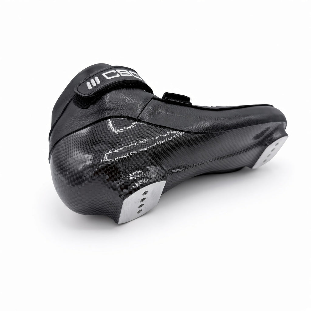 CBC GENESIS black short track boot, full carbon shell and four-hole mounting blocks