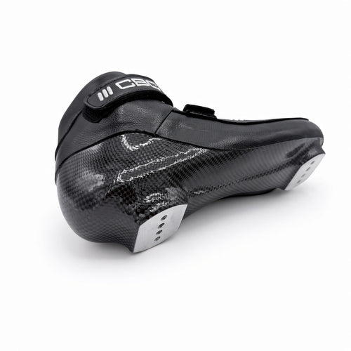CBC GENESIS black short track boot, full carbon shell and four-hole mounting blocks